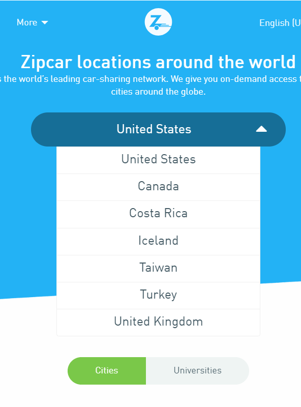 P.S. Zipcar 除了在美國許多州都能租,以下這些國家也有 Zipcar 可以使用(台灣也有囉!)